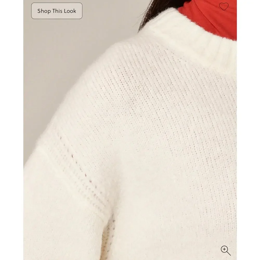 J. Crew Relaxed Crewneck Pullover Heather Ivory NWT size XS
